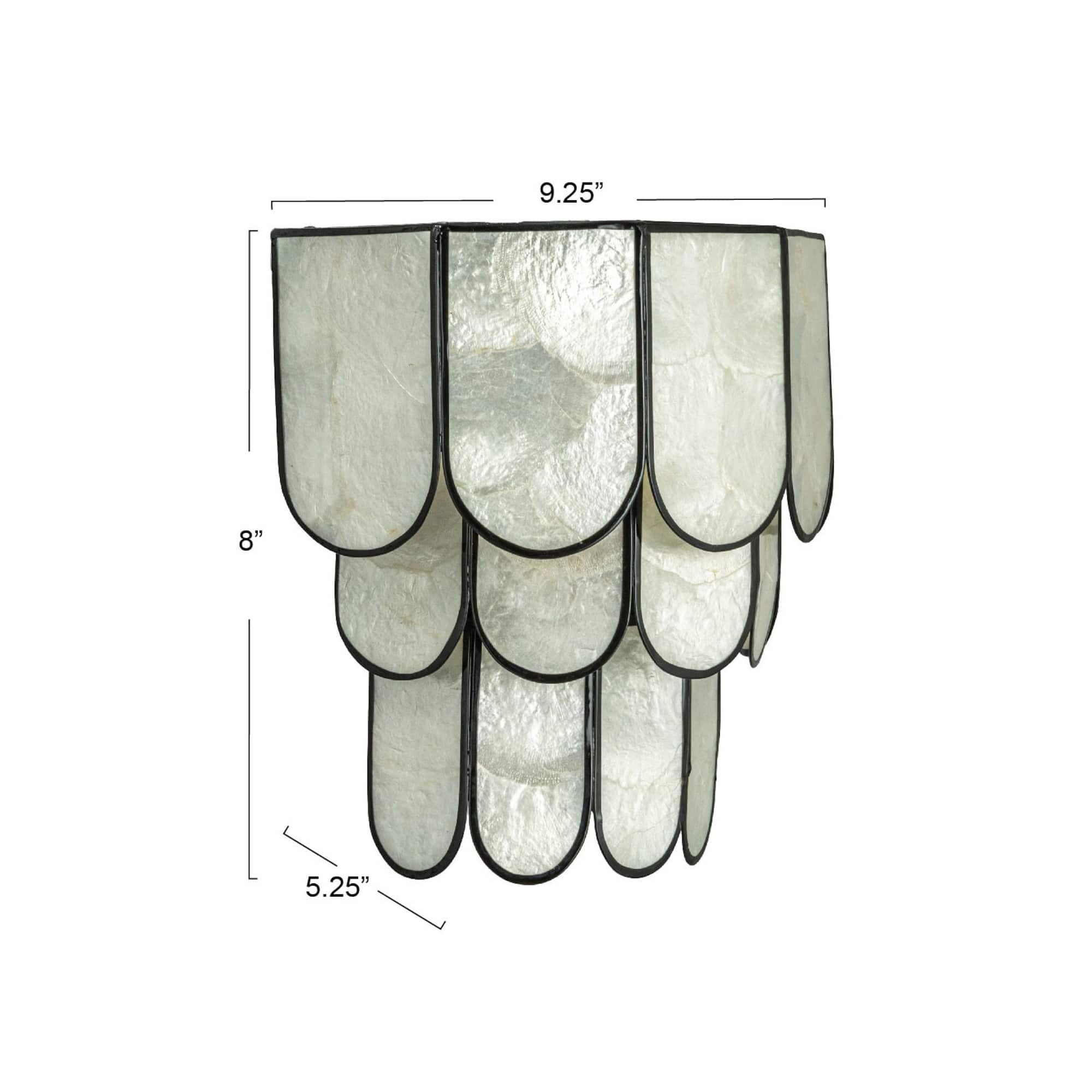Hello Honey® Black Finish Laminated Capiz Tiered Wall Sconce